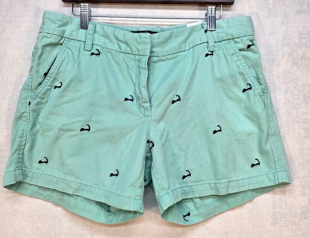Cuffy's of Cape Cod Embroidered Sunglasses Chino Shorts Mint Green Women's Sz 10
